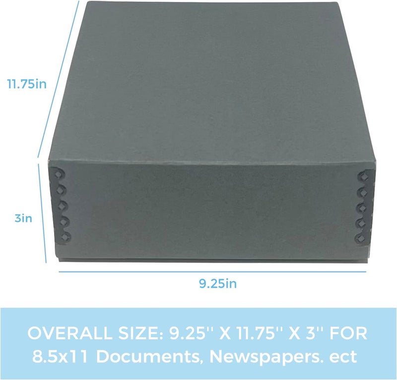 Lineco Archival Museum Storage Box with Removable Lid and Drop Front Design, 8.5 x 11 x 3 Inch. Preserve Longevity, Store Photos, Documents, Cards, Magazines, Prints, DIY. Gray - Image 2